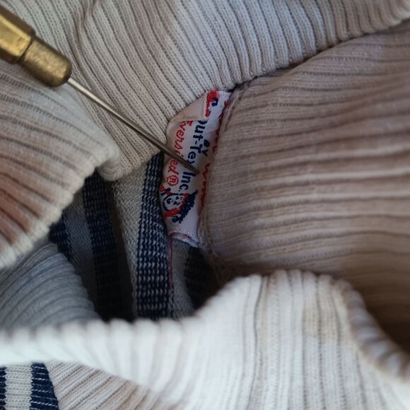 Girls 8 Vintage 1950's Scout-Tex Striped Turtleneck Gym Top All Cotton Distress - Picture 9 of 11